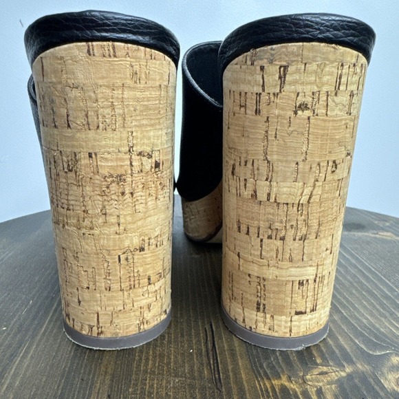 Krush Black Cork Block Heels Peep Toe Platform Sz UK 5 US 7 - Picture 3 of 10